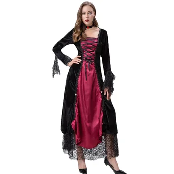 Платье королевы вампиров для косплея на Хэллоуин, средневековый винтажный костюм Изображение 0