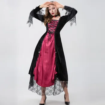Платье королевы вампиров для косплея на Хэллоуин, средневековый винтажный костюм Изображение 2