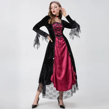 Платье королевы вампиров для косплея на Хэллоуин, средневековый винтажный костюм Изображение 3