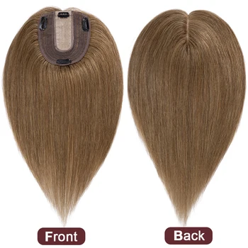 SEGO 10x12 см Топперы для волос Шелковая основа Парики из человеческих волос Для женщин Машинная Заколка из натуральных волос для наращивания волос Изображение 2