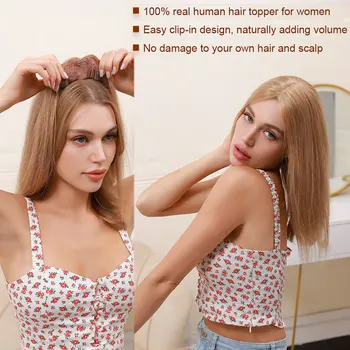 SEGO 10x12 см Топперы для волос Шелковая основа Парики из человеческих волос Для женщин Машинная Заколка из натуральных волос для наращивания волос Изображение 5