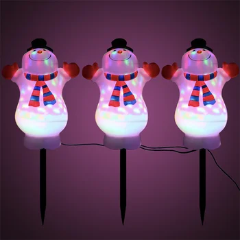 Наружная водонепроницаемая ручная кукла RGB проекционная лампа, вставленная рождественская лампа для лужайки, теплая белая снежная лампа, струнная садовая лампа Изображение 2