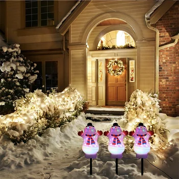 Наружная водонепроницаемая ручная кукла RGB проекционная лампа, вставленная рождественская лампа для лужайки, теплая белая снежная лампа, струнная садовая лампа Изображение 4