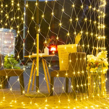 ЕС Штекер 3 м/1 м светодиодные сетчатые вечерние водонепроницаемые Гирлянды Открытый уличный фонарь Праздничное освещение Гирлянда Декор для сада Рождество Изображение 3