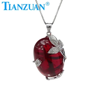 Новый дизайн, рубиновый кулон в цветочной обертке 18x25 мм, 45-каратный имитационный рубиновый корунд для ожерелья-подвески, модные ювелирные изделия Изображение 2