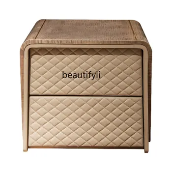 yj Легкий Роскошный Прикроватный столик в итальянском стиле, современный минималистичный прикроватный шкафчик из искусственной кожи, Высококачественный кожаный шкафчик