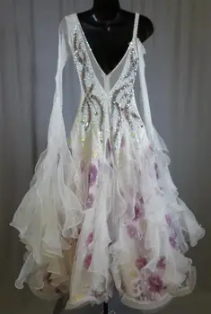 Белое платье для танцев вальса 2023 Новое поступление, современные платья для бальных танцев, Высококачественная Стандартная юбка для бальных танцев Изображение 1