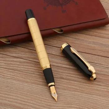 Высококачественная подарочная ручка для офиса, золотая шахматная доска, Перьевая ручка средней толщины