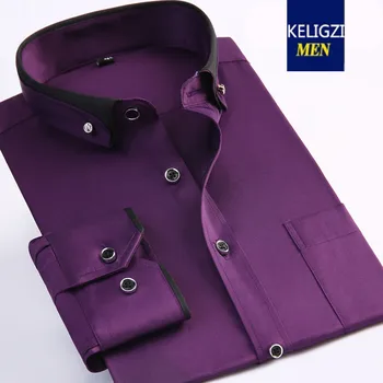 новое поступление, весеннее мужское однотонное фиолетовое платье-рубашка, очень большое мужское модное повседневное высокого качества, большие размеры M-6XL7XL8XL9XL
