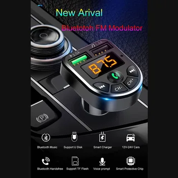 1 автомобиль Bluetooth MP3-плеер Bluetooth 5.0 MP3-плеер Беспроводной аудиоприемник, быстрое зарядное устройство Dual USB 3.1A, Портативные аудиоаксессуары Изображение 4
