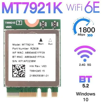 2ШТ WiFi 6E WLAN M.2 Беспроводная сетевая карта 802.11Ax Двухдиапазонный BT5.2 MT7921K Ноутбук Беспроводная сетевая карта Изображение 1