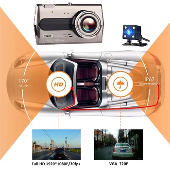 Автомобильный Видеорегистратор 4.0 Full HD 1080P Dash Cam Камера заднего Вида Автомобиля Привод Видеомагнитофон Ночного Видения Автоматический Черный Ящик Парковочный Монитор Изображение 4