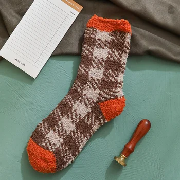 7 пар утолщенных носков на щиколотках из кораллового флиса Теплые толстые носки для пола Пушистые носки для сна Изображение 3