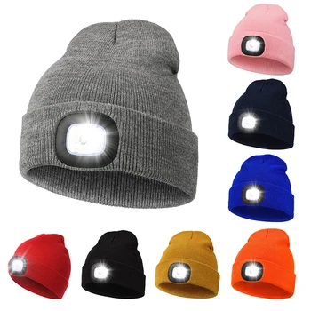 C3 Модернизированный налобный фонарь без рук, шляпа со светодиодной подсветкой, Перезаряжаемая осенне-зимняя кепка, съемная и моющаяся вязаная шапка